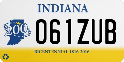 IN license plate 061ZUB