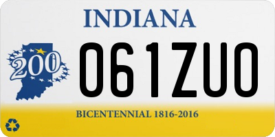 IN license plate 061ZUO