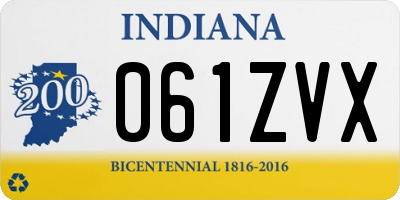 IN license plate 061ZVX