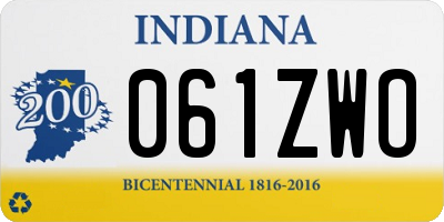 IN license plate 061ZWO