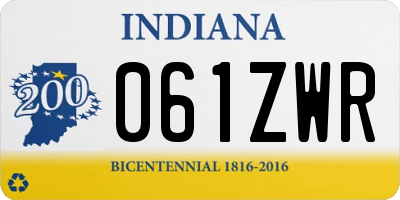 IN license plate 061ZWR