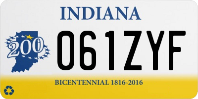 IN license plate 061ZYF