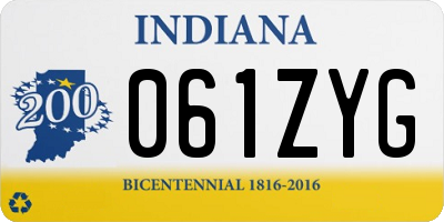IN license plate 061ZYG