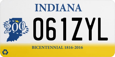 IN license plate 061ZYL