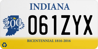 IN license plate 061ZYX