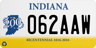IN license plate 062AAW