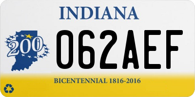 IN license plate 062AEF