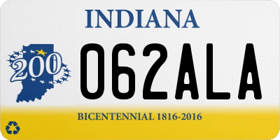 IN license plate 062ALA