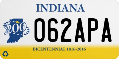IN license plate 062APA