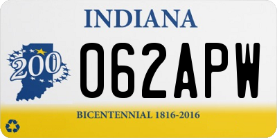 IN license plate 062APW