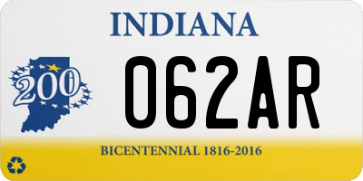 IN license plate 062AR