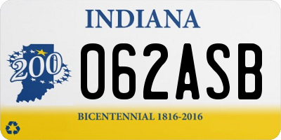 IN license plate 062ASB