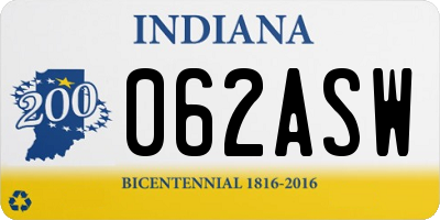IN license plate 062ASW