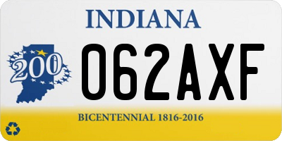 IN license plate 062AXF
