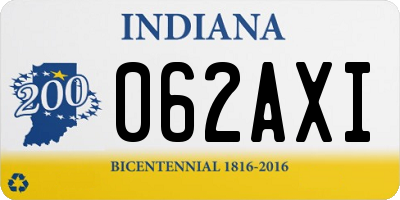 IN license plate 062AXI