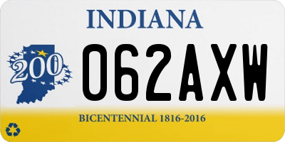 IN license plate 062AXW