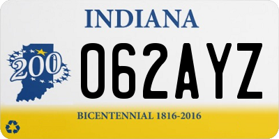 IN license plate 062AYZ