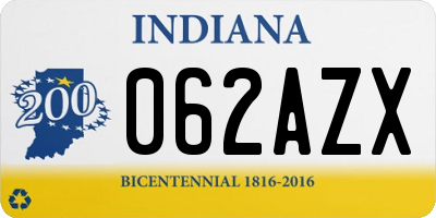 IN license plate 062AZX