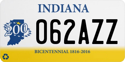 IN license plate 062AZZ