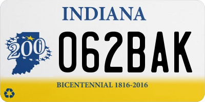 IN license plate 062BAK