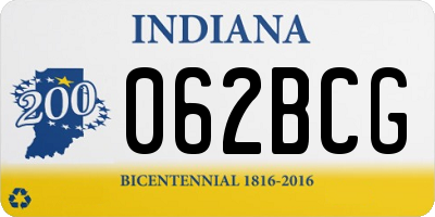 IN license plate 062BCG