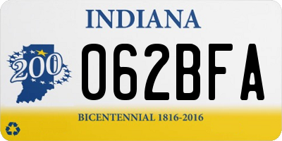 IN license plate 062BFA