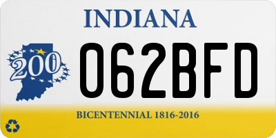 IN license plate 062BFD