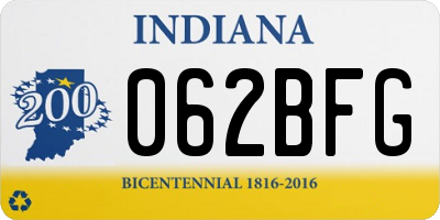 IN license plate 062BFG