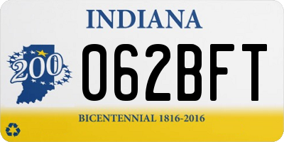 IN license plate 062BFT