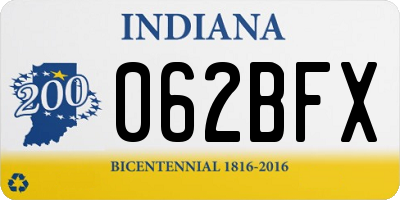 IN license plate 062BFX
