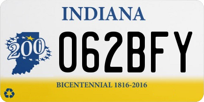 IN license plate 062BFY