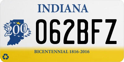 IN license plate 062BFZ