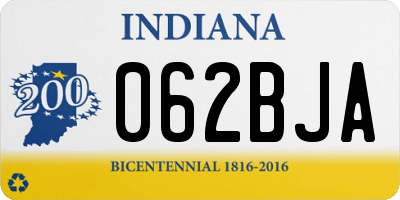 IN license plate 062BJA
