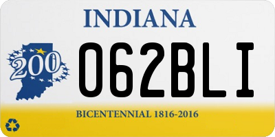 IN license plate 062BLI