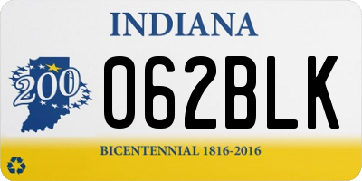 IN license plate 062BLK