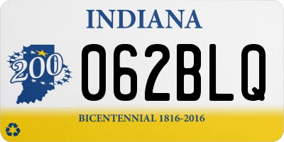 IN license plate 062BLQ
