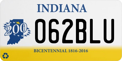 IN license plate 062BLU