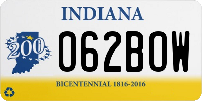 IN license plate 062BOW