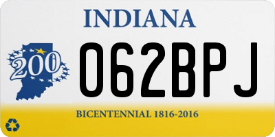 IN license plate 062BPJ