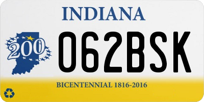 IN license plate 062BSK
