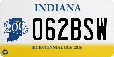 IN license plate 062BSW
