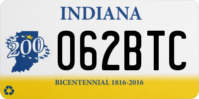 IN license plate 062BTC