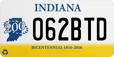 IN license plate 062BTD