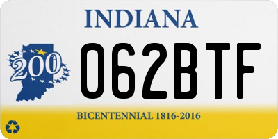 IN license plate 062BTF