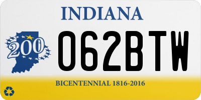 IN license plate 062BTW