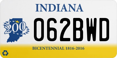 IN license plate 062BWD