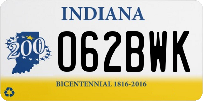 IN license plate 062BWK