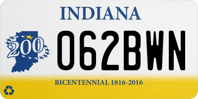 IN license plate 062BWN