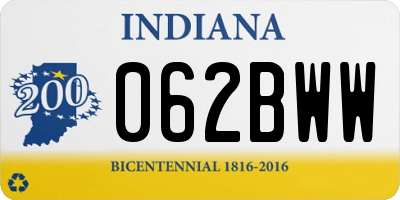 IN license plate 062BWW