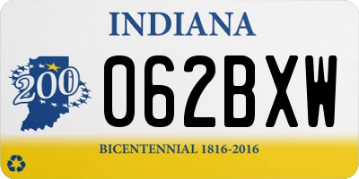 IN license plate 062BXW